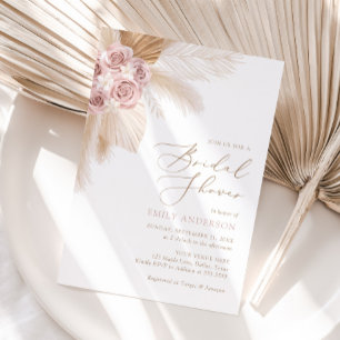 Invitation Fête des mariées en laiton de Boho Pampas