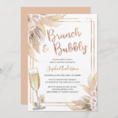 Invitation Fête des mariées en laiton de Pampas Bohème d'Or M (Devant / Derrière)