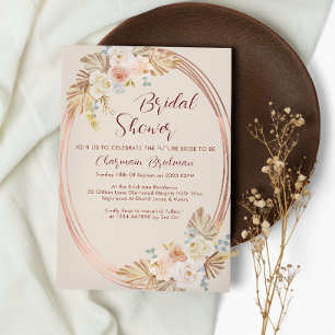 Invitation Fête des mariées en laiton de Pampas de Bohême