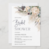 Invitation Fête des mariées en laiton de Protea blanc (Devant)