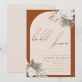 Invitation Fête des mariées en laiton moderne Boho Floral Pam (Devant / Derrière)