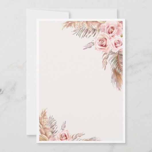 Invitation Fête des mariées en laiton Rustique Boho Pampas (Dos)