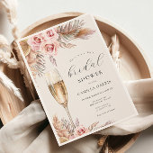 Invitation Fête des mariées en laiton Rustique Boho Pampas