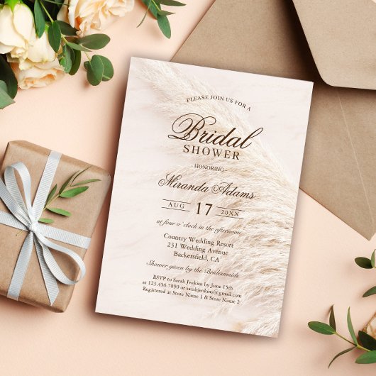 Invitation Fête des mariées en laiton Rustique Floral Boho Pa