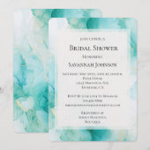 Invitation Fête des mariées en marbre blanc à la menthe (Devant / Derrière)