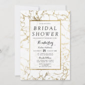 Invitation Fête des mariées en marbre blanc simple et chic (Devant)