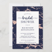 Invitation Fête des mariées en marbre bleu bleu rose or rose  (Devant)