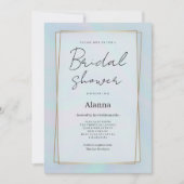 Invitation Fête des mariées en marbre bleu lavande holographi (Devant)