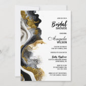 Invitation Fête des mariées en marbre d'Agate d'or noir (Devant)