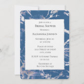 Invitation Fête des mariées en marbre d'argent bleu chic (Devant)