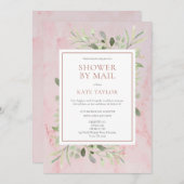 Invitation Fête des mariées En Marbre Rose Par Mail Greenery  (Devant / Derrière)