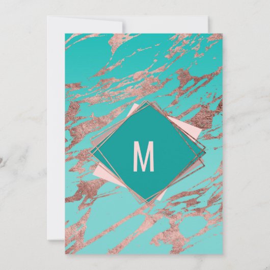 Invitation Fête des mariées en marbre vert Turquoise or rose (Dos)