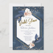 Invitation Fête des mariées en or Blush de la Marine (Devant)