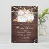 Invitation Fête des mariées en or et Citrouille blanc rustiqu (Debout devant)