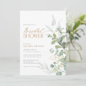 Invitation Fête des mariées en or Eucalyptus Boho (Debout devant)