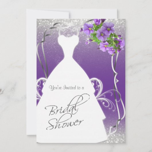 Invitation Fête des mariées en Parties scintillant violet et  (Devant)