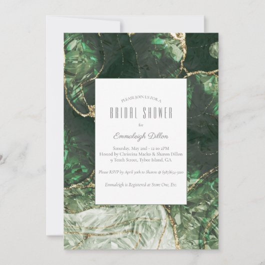 Invitation Fête des mariées en pierre verte foncée (Devant)