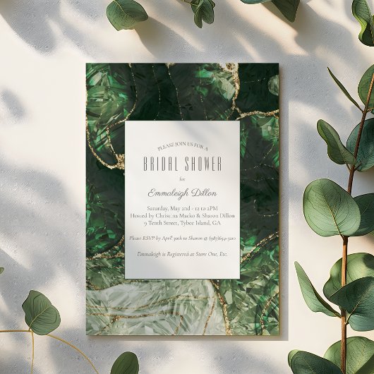 Invitation Fête des mariées en pierre verte foncée