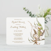 Invitation Fête des mariées en plumes de coton rustique (Debout devant)