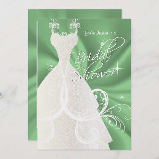 Invitation Fête des mariées en Satin vert Mint (Devant / Derrière)