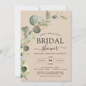 Invitation Fête des mariées en terre cuite beige QR Code Euca (Devant)