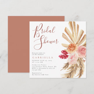 Invitation Fête des mariées en terre cuite Boho Pampas