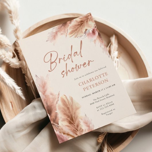 Invitation Fête des mariées en terre cuite Boho Pampas