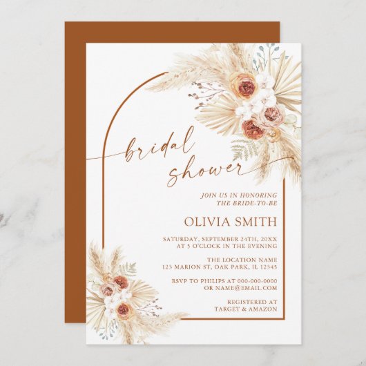 Invitation Fête des mariées en terre cuite en laiton de la Pa (Devant / Derrière)