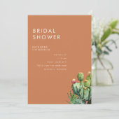 Invitation Fête des mariées en terre cuite Lush Cactus (Debout devant)