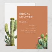 Invitation Fête des mariées en terre cuite Lush Cactus (Devant / Derrière)