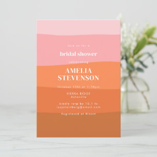 Invitation Fête des mariées en terre cuite rose orange modern