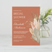 Invitation Fête des mariées en terre cuite rustique Palm Pamp (Debout devant)