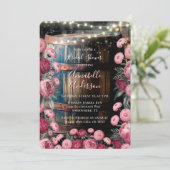 Invitation Fête des mariées en tonneau à whisky rustique (Debout devant)