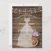 Invitation Fête des mariées en tonneau de bois rustique avec (Devant)