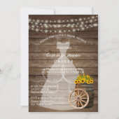 Invitation Fête des mariées en tonneau rustique en bois avec  (Devant)