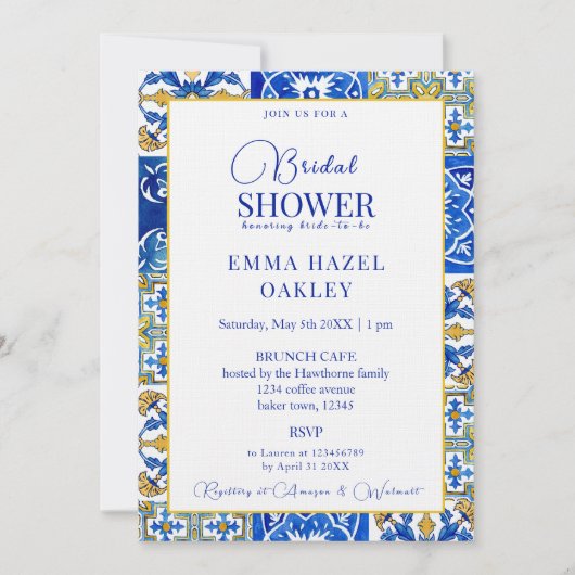 Invitation Fête des mariées en tuiles modernes d'été méditerr (Devant)