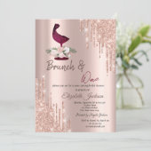 Invitation Fête des mariées en verre de vin rose Gold Drives (Debout devant)