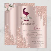 Invitation Fête des mariées en verre de vin rose Gold Drives (Devant / Derrière)