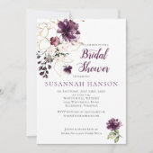 Invitation Fête des mariées encadrée violette et or (Devant)