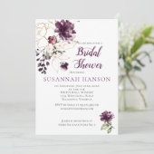 Invitation Fête des mariées encadrée violette et or (Debout devant)