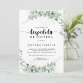 Invitation Fête des mariées espagnole classique Green Eucalyp (Debout devant)