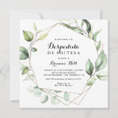 Invitation Fête des mariées espagnole Elegant Or Géométrique  (Devant)