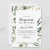 Invitation Fête des mariées espagnole géométrique Gold Green (Devant)