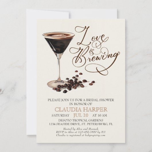 Invitation Fête des mariées Espresso Martini (Devant)
