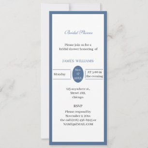 Invitation Fête des mariées esthétique simple bleu personnali