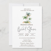 Invitation Fête des mariées estivale des palmes aquarelles (Devant)