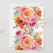 Invitation Fête des mariées été Orange et fleurs roses (Dos)