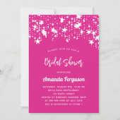 Invitation Fête des mariées étoile blanche rose chaud (Devant)