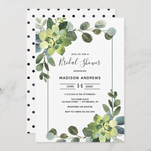 Invitation Fête des mariées Eucalyptus (Devant / Derrière)