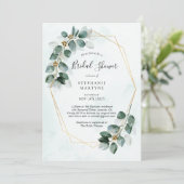 Invitation Fête des mariées Eucalyptus aquarelle géométrique (Debout devant)